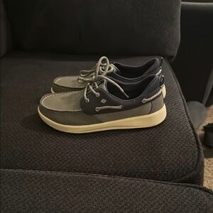Gray and Navy Boat Shoes